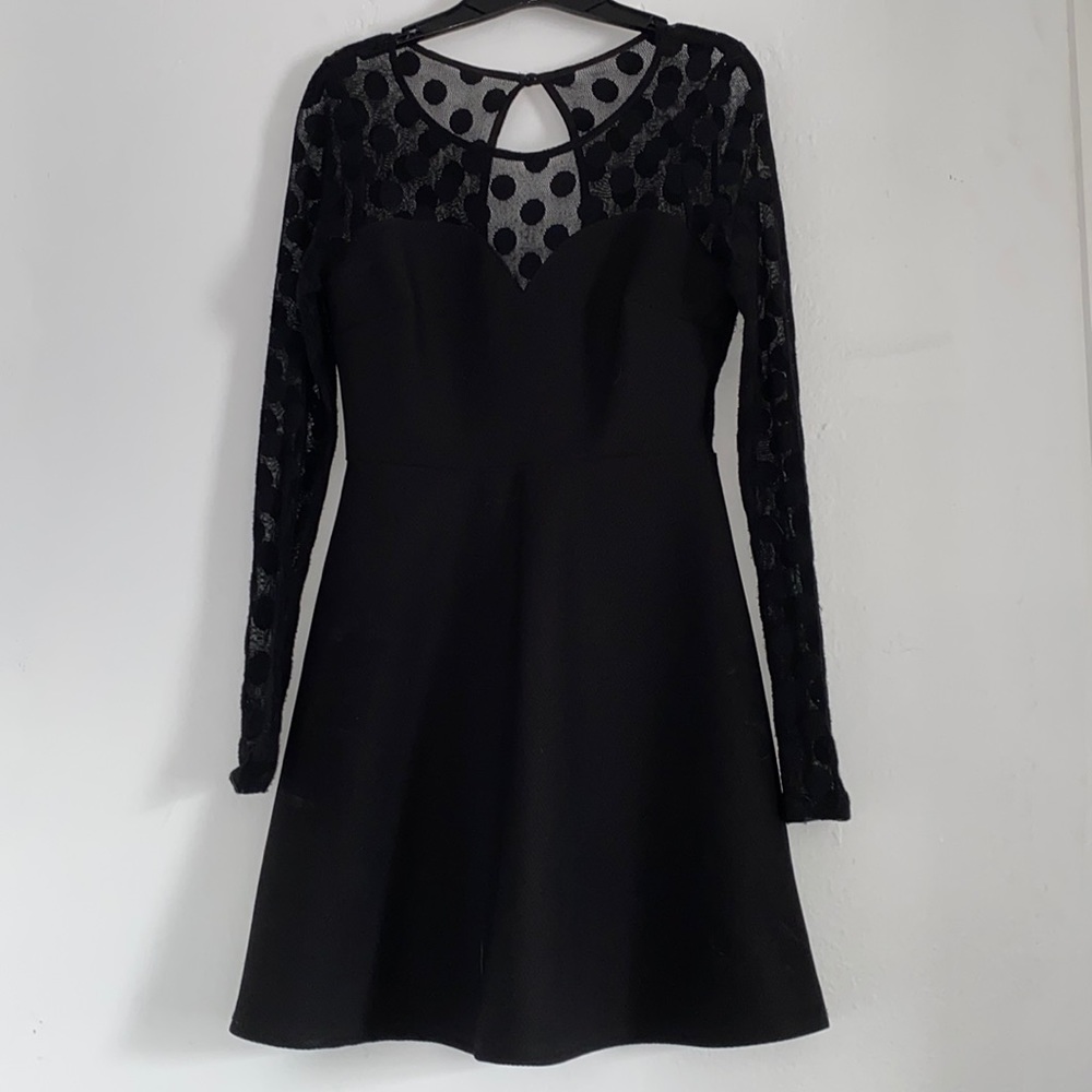 Dress with Sheer Polka Dot Top